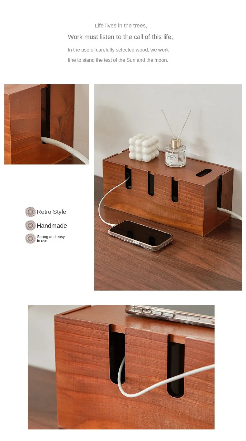 Router cable storage box Cable board socket Mobile phone charging arrangement storage box desktop power cable collection box