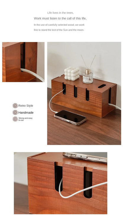 Router cable storage box Cable board socket Mobile phone charging arrangement storage box desktop power cable collection box