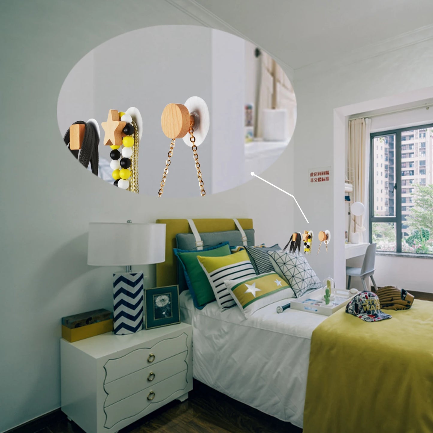 Wooden Hook, Geometric Shape Wood Wall Hook, Wooden Coat Peg Coat Hanger for Hanging Clothes, Hat, Scarves and Towel in Bedroom,