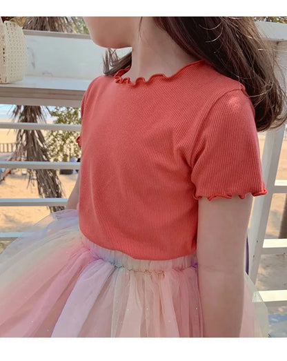 Baby Girls T-shirts for Kids Summer Sleeveless Knitted Tops Vest Outfits Girls Cute Halter Tops Tees Children Clothing 1-12 Year