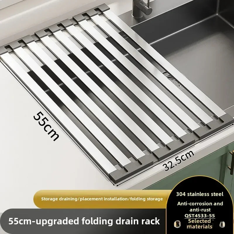 Roll up Dish Drying Rack Over The Sink for Kitchen Portable Aluminum Dish Rack Foldable Dish Drying Racks No rust No mildew New