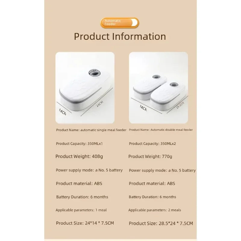 Automatic Pet Feeder Wet Dry Food Smart Timed Meal Dispenser Freshness Preservation Dual Trays Anti-Jamming Easy-Clean Cats Dogs