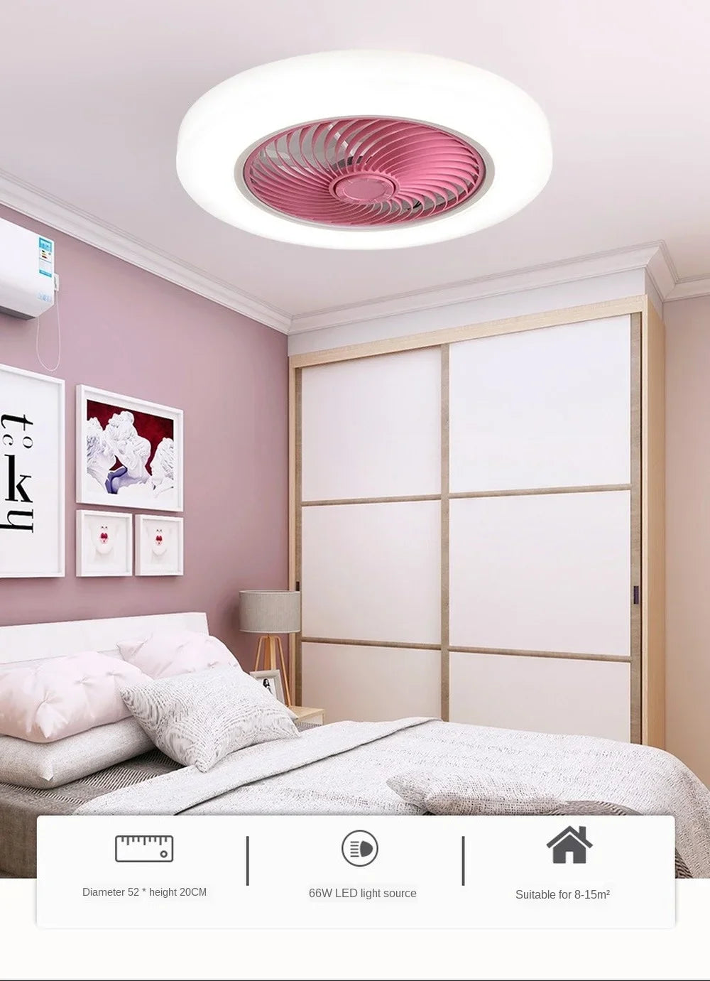 Smart ceiling fan 46 52cm fans with lights remote control bedroom decor ventilator lamp air Invisible Blades Retractable Silent
