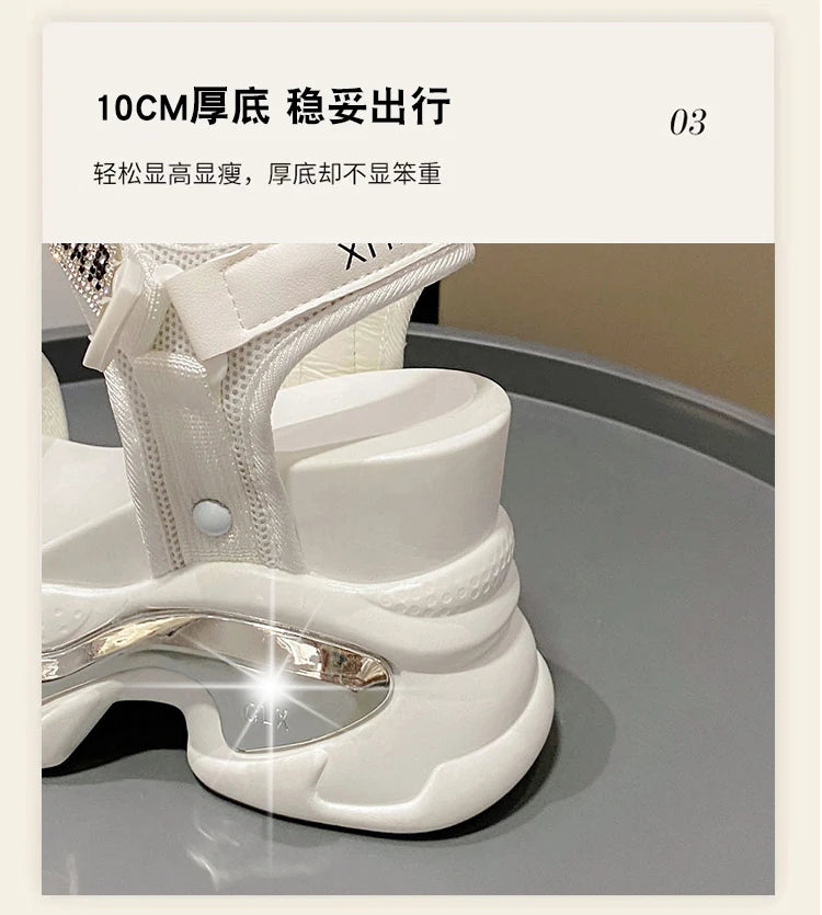 10CM Chunky Platform Sandals Women New Summer Bling High Heels Sandals Woman Beach Casual Slides Thick Sole Sandalias Mujer