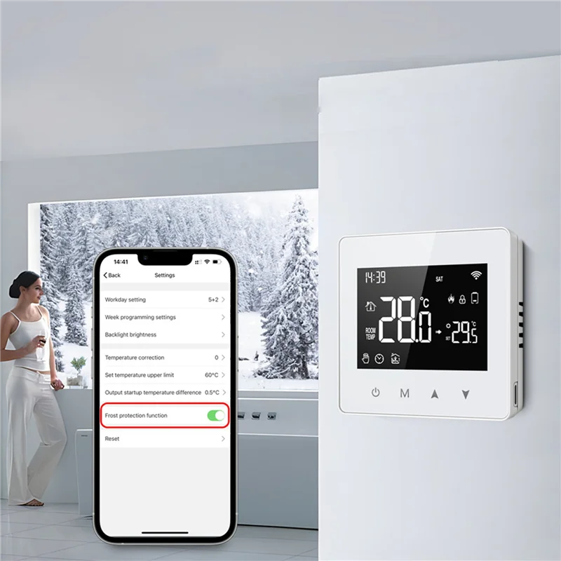 AAAEL-2X Tuya Zigbee Thermostat Smart Home Battery Powered Temperature Controller For Gas Boiler Works With Voice Assistant