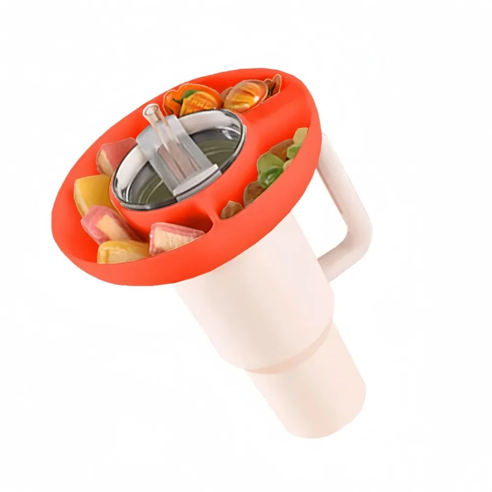 Bingba Cup Silicone Snack Platter 40oz Plastic Fast Food Plate with 4 Compartments for Outdoor Picnic Snack Holder Combination