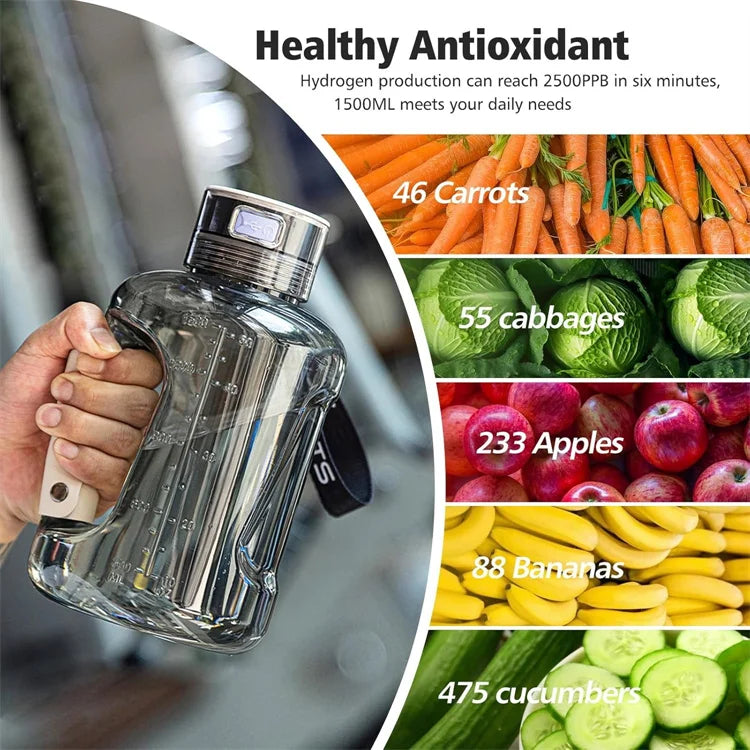 1.5L Hydrogen Water Bottle Hydrogen Rich Drinkware Rich Molecular Hydrogen Water Generator Travel Fitness Sports Water Bottles