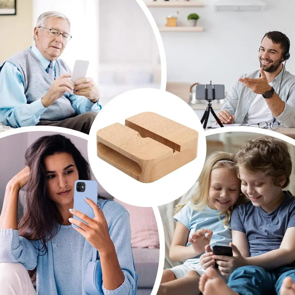 Wooden Cell Phone Stand Sound Amplifier Louder Sound Mobile Phone Holder Cell Phone Stand Natural Loudspeaker Portable Phone