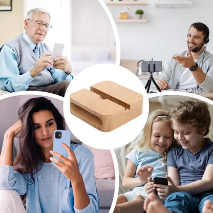 Wooden Cell Phone Stand Sound Amplifier Louder Sound Mobile Phone Holder Cell Phone Stand Natural Loudspeaker Portable Phone