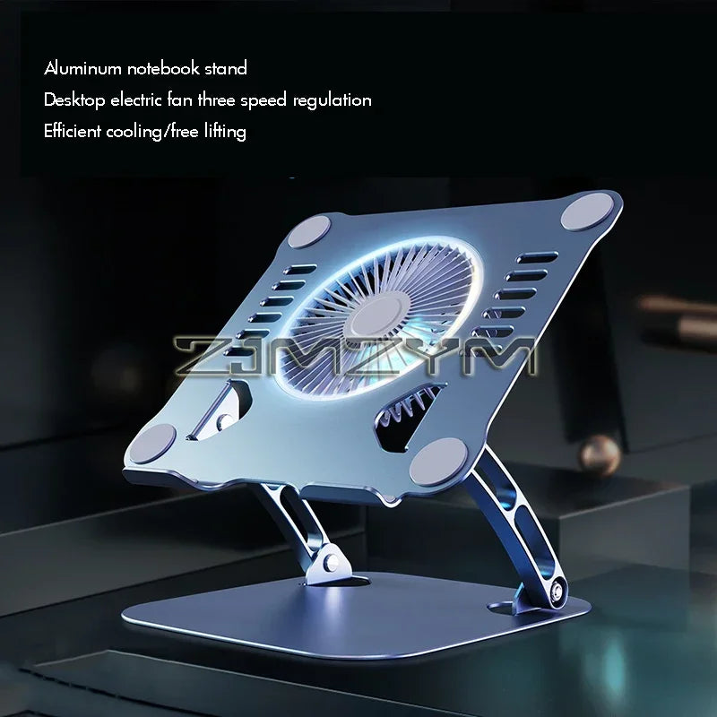 Aluminum Laptop Stand with Cooling Fan Ergonomic Notebook Foldable Cooler Laptop  Adjustable Aluminum Laptop Stand