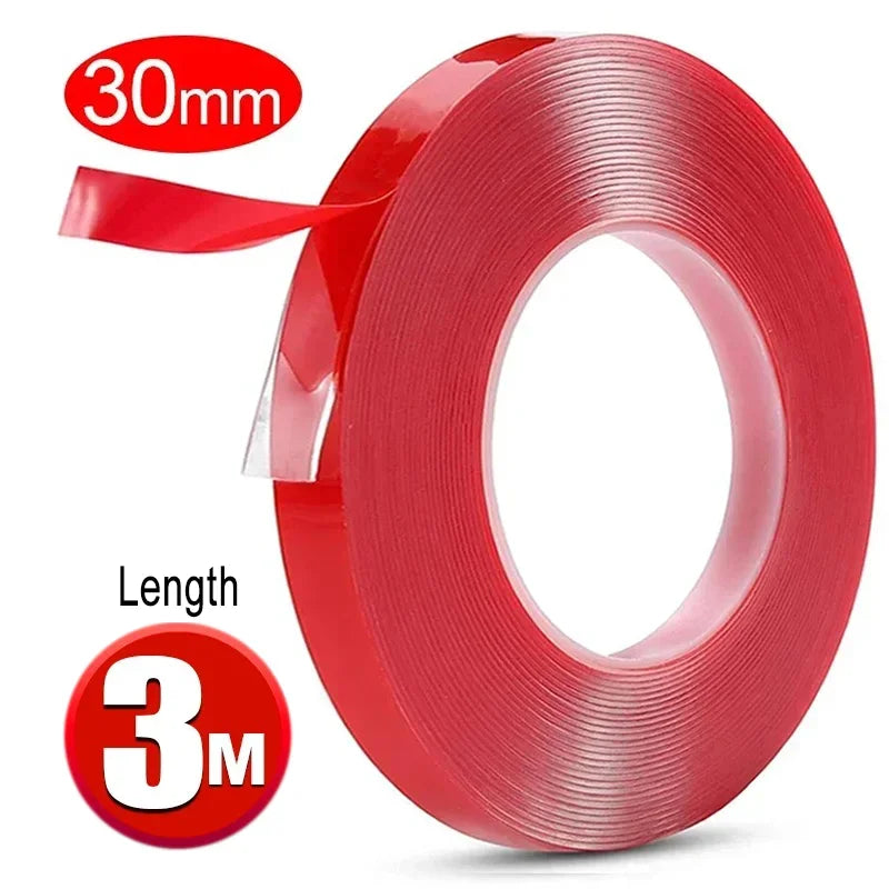 Double Sided Tape Nano Tape 3Meter 10/20/30mm Width Transparent Tape Washable Adhesive Nano Traceless Sticker Glue Red