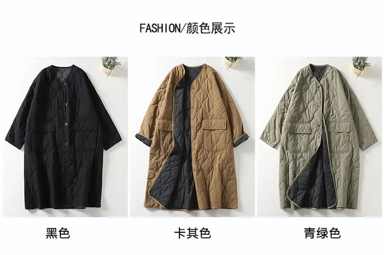 Oversized Women Parkas Overcoat New  Autumn Winter Lightweight Down Cotton Jacket Female Long Warm Padded Jacket Single-breasted