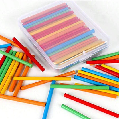 100pcs 8cm Wooden Stick with Plastic Storage Box Student Mathematical Calculation Accessories School Math Teaching Aids Supplies