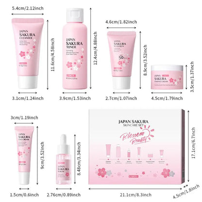 For Sakura Skin Care Sets Facial Cleanser Face Cream Serum Hydrating Firming Moisturizing Brightening Care Face Toner Kit J1F3