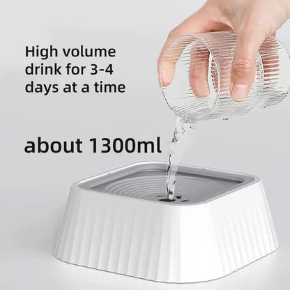 Spill Proof Pet Water Fountain with Floating Plates Non Slip Anti Splash Bowl Suitable for Cats and Dogs Clean Drinking