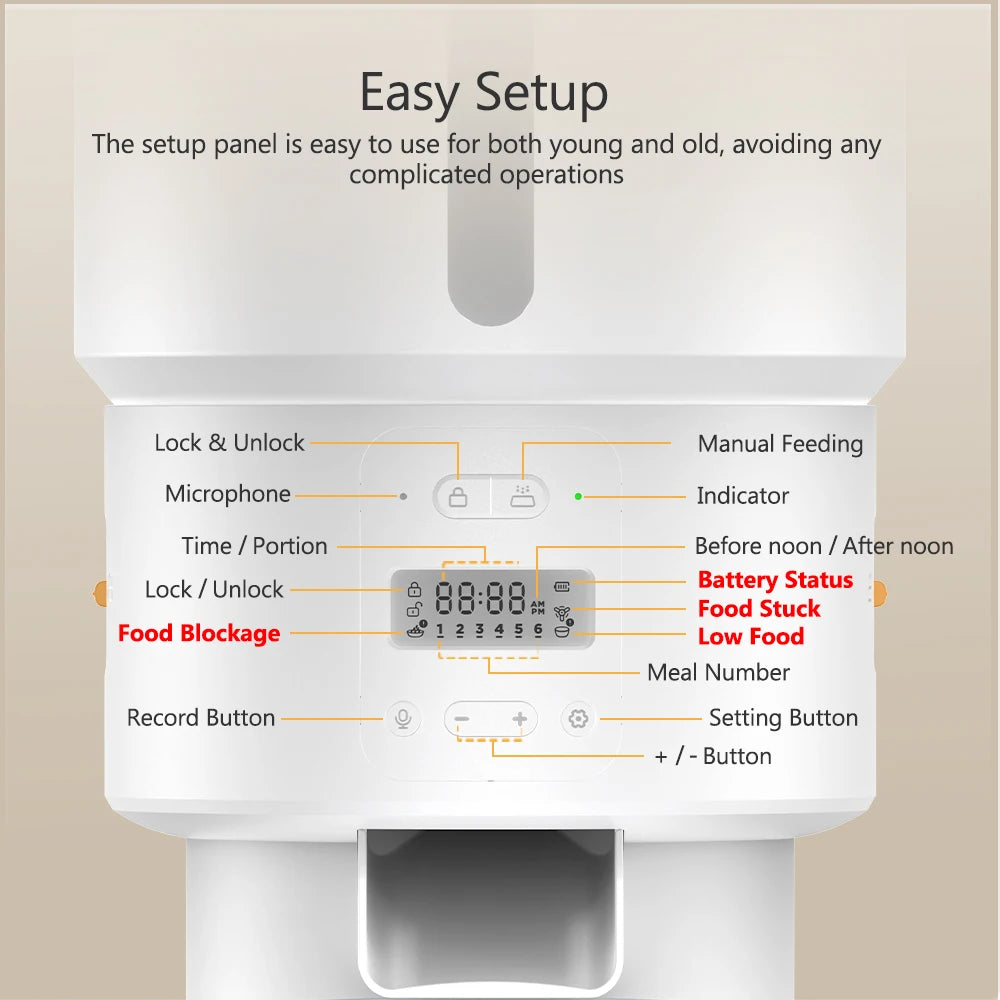 FURPIPI Automatic Pet Feeder 5L Smart Cat Food Kibble Dispenser Wi-Fi App Remote Control Auto Dog Feeder For Cat Pet Accessories