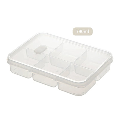WORTHBUY 4/6-Grids Fridge Sealed Fresh-Keeping Box With Lid Plastic Freezer Food Storage Box Reusable Food Container For Kitchen