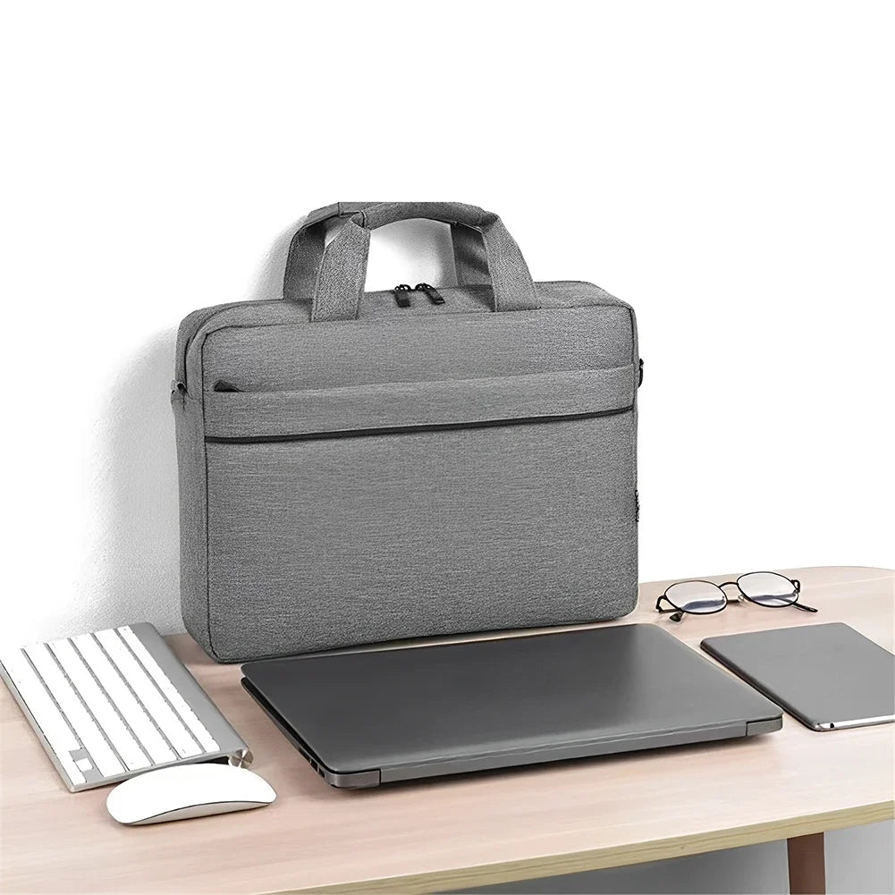 Laptop Carrying Case Shockproof Laptop Crossbody Bag Waterproof Nylon Laptop Handbag 3 Compartments for 14 Inch Laptop