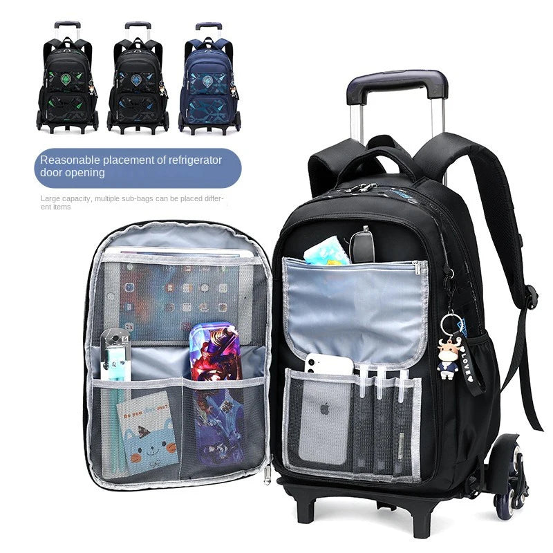 School Rolling Backpacks School bags for Boys Trolley bag with Wheels Waterproof Orthopedic School Bag Student Wheeled Backpack