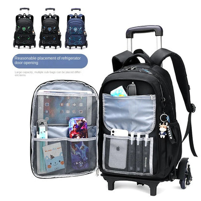 School Rolling Backpacks School bags for Boys Trolley bag with Wheels Waterproof Orthopedic School Bag Student Wheeled Backpack