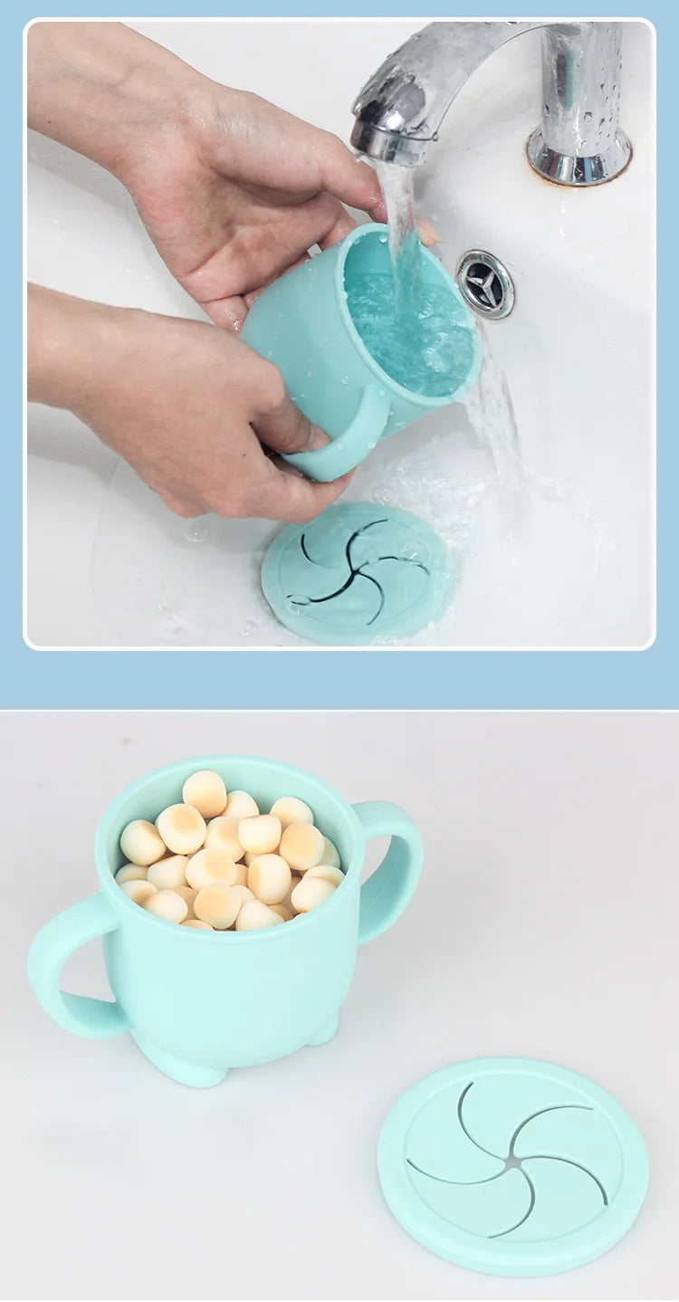 Kids Cup Silicone Food Storage Box Solid Color Baby Sippy Cup Portable Children Snacks Container with Lid Scale BPA Free 200ml