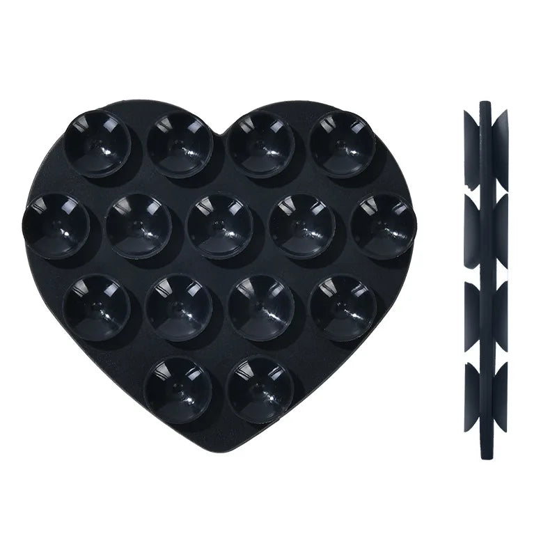 Heart Shape Double Sided Phone Suction Holder, Multi-Purpose Silicone Suction Cup Phone Mount Phone Case Sticky Phone Grip