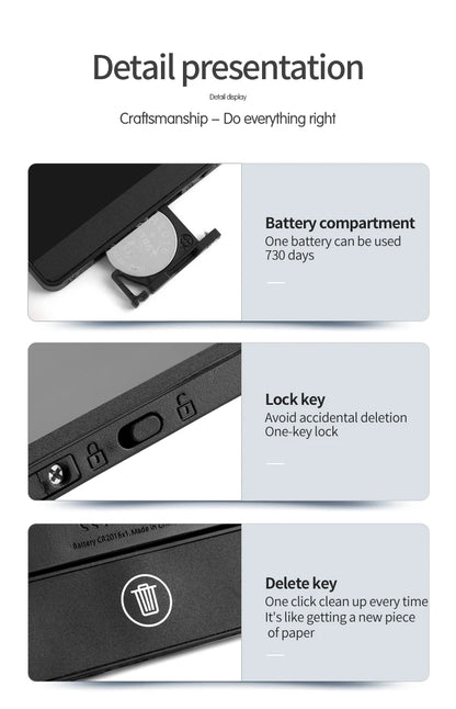 LCD Writing Tablet 6.5 Inch Doodle Board Drawing Tablet for Kids Handwriting Pad Memo Note for Home School Office Gifts