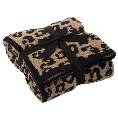 Super Soft Leopard Print Blanket, Warn Knitted Fleece Blanket, Sofa Nap Lightweight Blanket