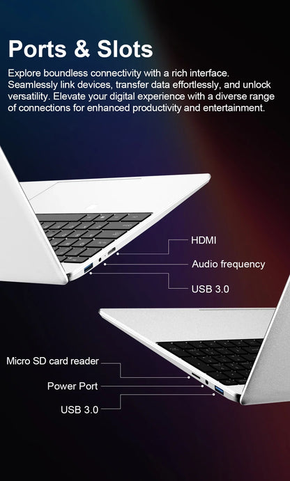 2025 New Notebook PC Windows 11 Gamer 15.6" Ultra Slim Laptop Intel Celeron N4000 16GB RAM 1TB 2TB SSD Office Study Computer PC