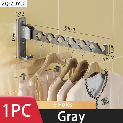 Wall Mounted Clothes Hanger No Punching Folding Drying Racks Collapsible Multi-Purpose Clothes Drying Rack Bathroom Space Saving