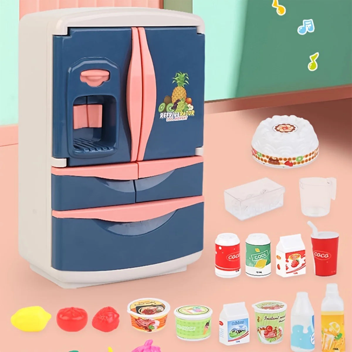 Refridge Simulation Toys For Kids, With Fog, Music & Lights, Kitchens Refrigerator Play Set For Children, Indoor Game, For Boys