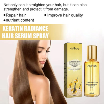 EELHOE Keratin Hair Serum Spray Deeply Moisturizing Hair Conditioner Treatment Anti Frizz Repair Damaged Hair Smoothing Oil 80ml