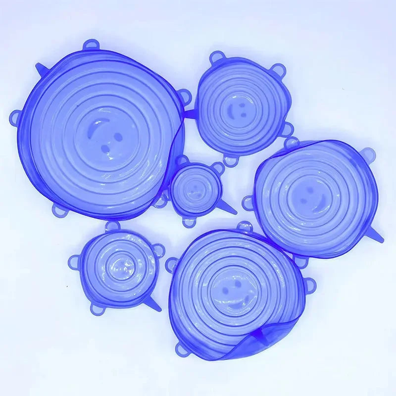 Silicone Stretch Lids Reusable Airtight Fruit Food Wrap Covers 6 Pcs Keeping Fresh Seal Bowl Stretchy Wrap Preservation Cover