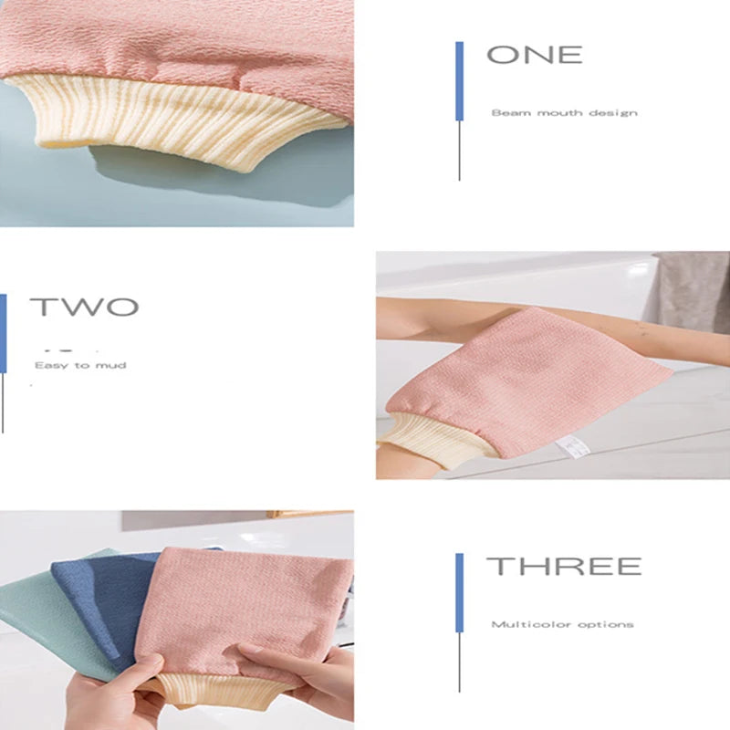 Scrub Exfoliating Bathing Glove Back Scrub Dead Skin Body Massage Glove Solid Color Double Side Deep Cleansing Shower Towels