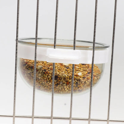 Bird Feeding Bowl Detachable Transparent Bowl Plastic Food Cup For Cage Convenient Hanging Seed Water Feeder for Parrots