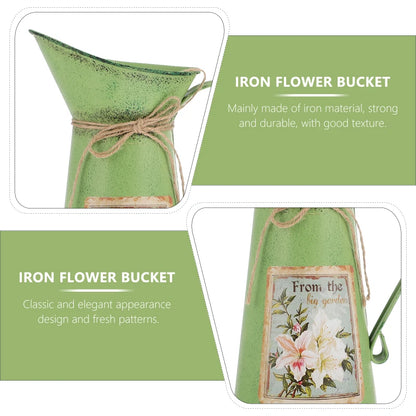 Tin Bucket Rustic Water Can Decor Decorative Toy Floral Containers Iron Farmhouse Retro Buckets