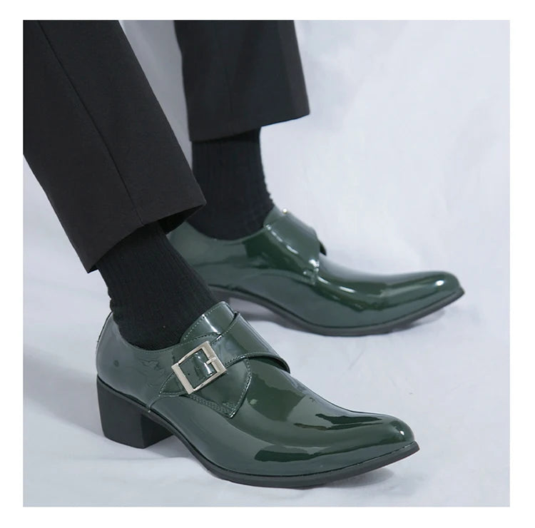 Luxury Black High Heel Men's Shoes Fashion Moccasin For Men Wedding Shoes Casual Dress Leather Pointed Toe Shoes Man Oxford Shoe