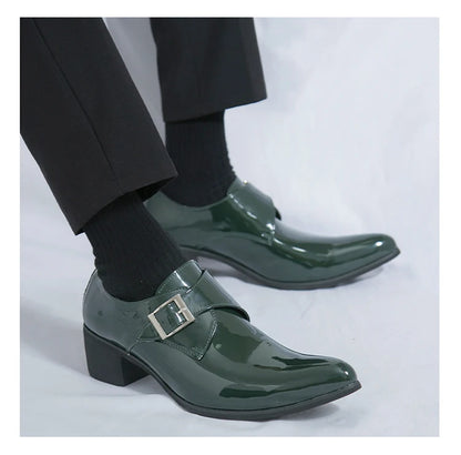 Luxury Black High Heel Men's Shoes Fashion Moccasin For Men Wedding Shoes Casual Dress Leather Pointed Toe Shoes Man Oxford Shoe