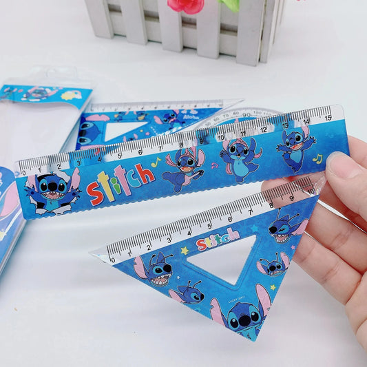4pcs/Set Disney Stitch Drawing Ruler Set Student Study Stationery Ruler Student Stationery Supplies Measuring Tools