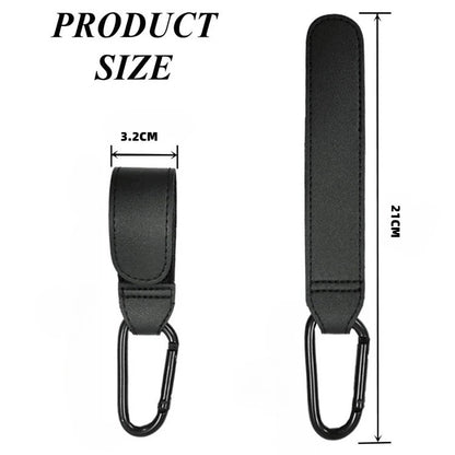 2pcs Leather Stroller Hook Baby Stroller Hook Carabiner Hook Velcro Hook Walking Universal Hook Artifact Kids Travel Accessories