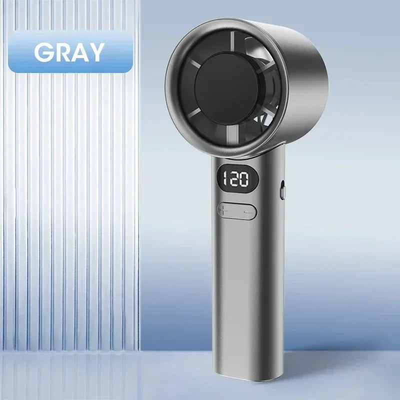 Mute Handheld Fan Mini Personal Highspeed Fan Portable Electric Fan USB Rechargeable 120 Gear Handheld Fan With Power Display