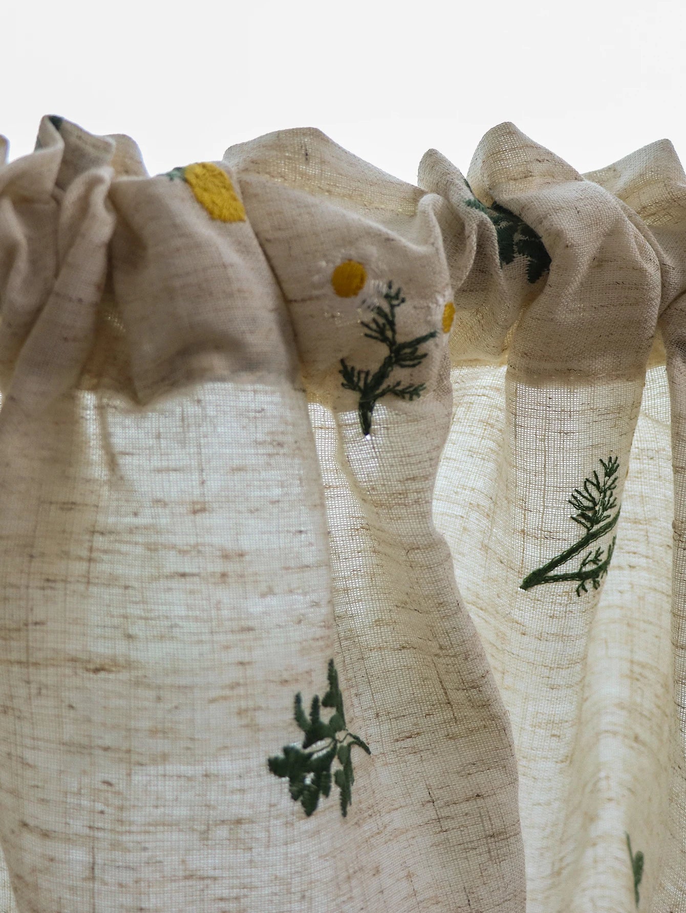 Linen Embroidery Curtain Small Fresh Curtain Rustic Wind Drift Window Curtain Ambience Sense Short Curtain