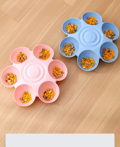 Six-in-one Dog Bowl Puppy Slow feeder Dog Bowl Cat Water Bottle flower-shaped cat Water feeding bowl Healthy Eating plate Pet ac