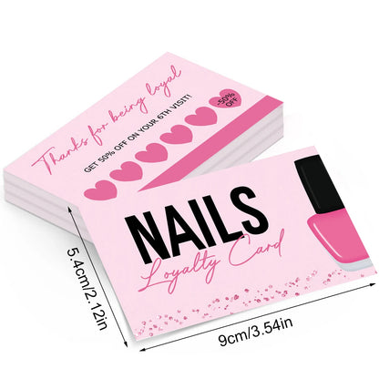 50pcs Nails Business Card  Press On Nail Loyalty Card Board Nail Discount Card Board Nails Accessories Tools