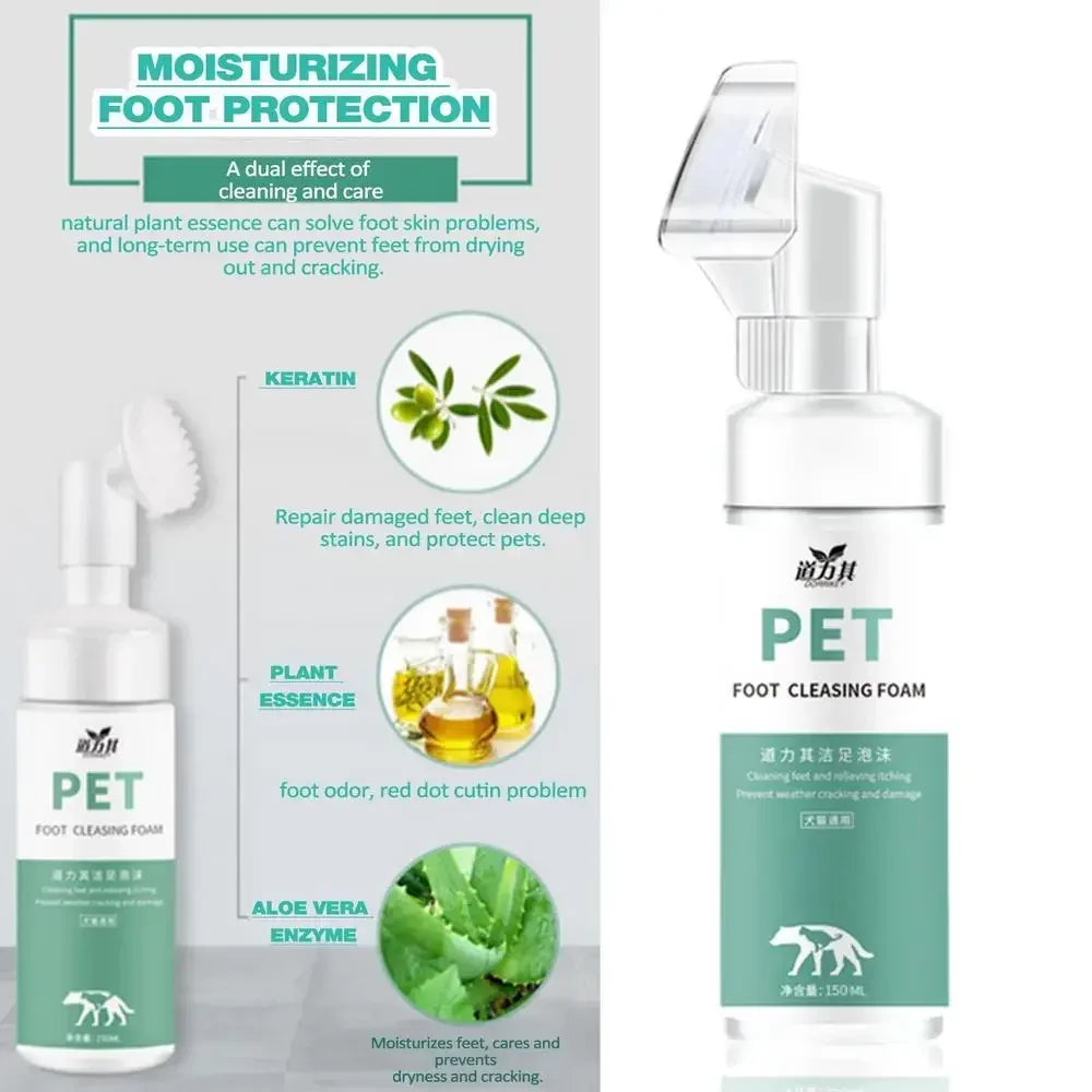 Pet Foot Paw Cleaner 150ml No-Rinse Shampoo With Massaging Brush For Cats Dogs Grooming dog perfume