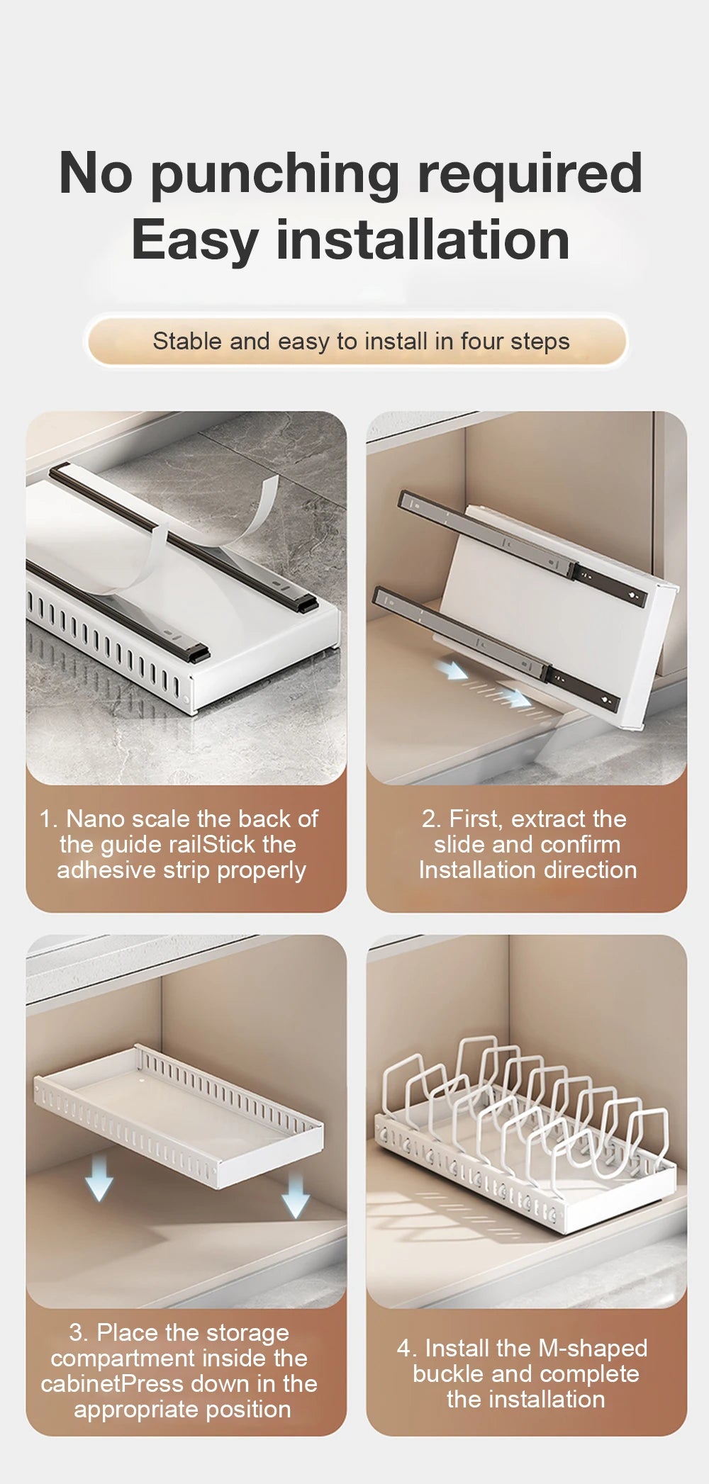 Pull out Pots and Pans Organizer Sliding Pot Lid Holder Kitchen Spice Rack Tableware Organizer Multifunctional Dish Drying Racks