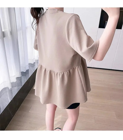 Maternity T-Shirt Summer 2025 New Fashionable Summer White T-Shirt Short-Sleeved Tops Loose Large Size Casual Maternity T-Shirt