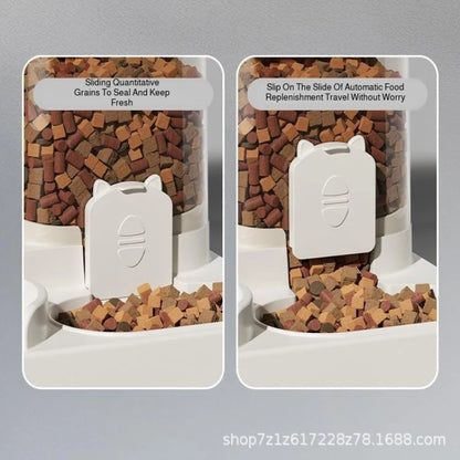 Automatic Dog Cat Feeder and Water Dispenser Gravity Food Feeder and Waterer Set with Pet Food Bowl Universal Pet Products
