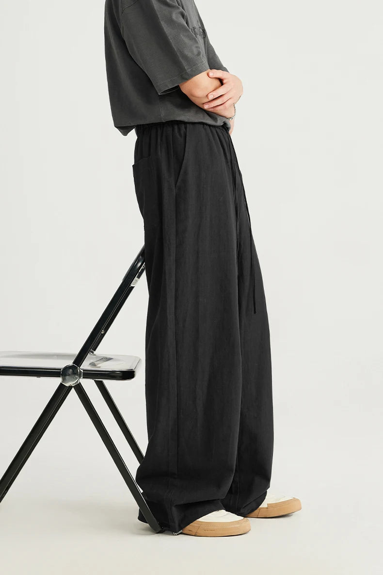 INFLATION Bamboo Cotton Linen  Wide Leg Pants 2024 Spring Summer All-match Casual Mens Trousers