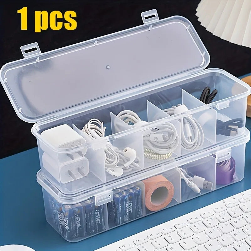 Large Capacity Cable Management Box with Lid Multipurpose Plastic Storage File Box Rectangle Organizer Home Desk Organization